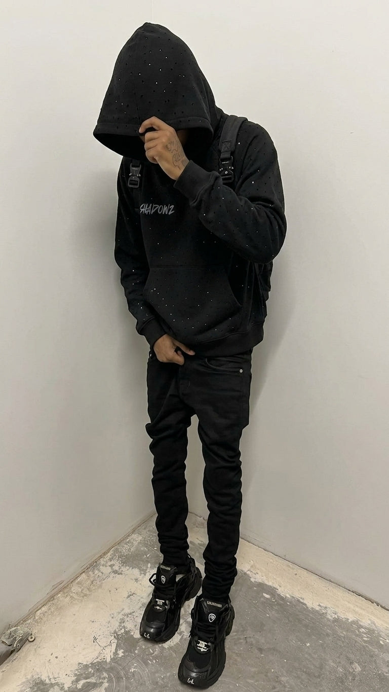 SHADOWZ RHINESTONE BLACK HOODIE