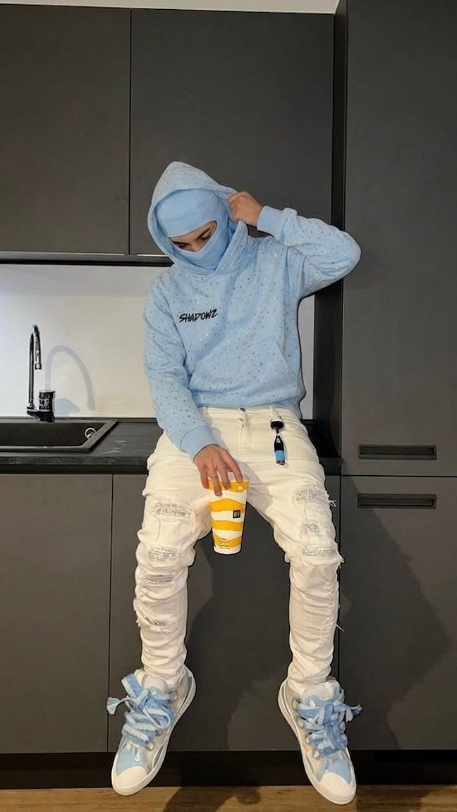 SHADOWZ RHINESTONE LIGHT BLUE HOODIE