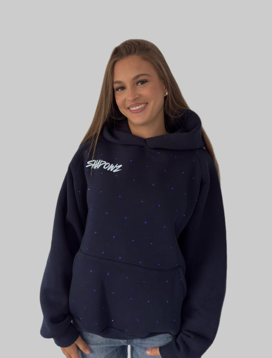SHADOWZ RHINESTONE DARK BLUE HOODIE