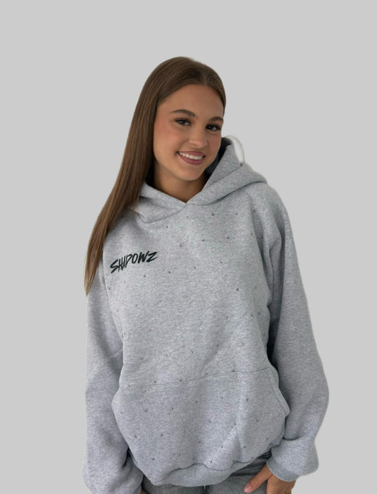 SHADOWZ RHINESTONE GREY HOODIE